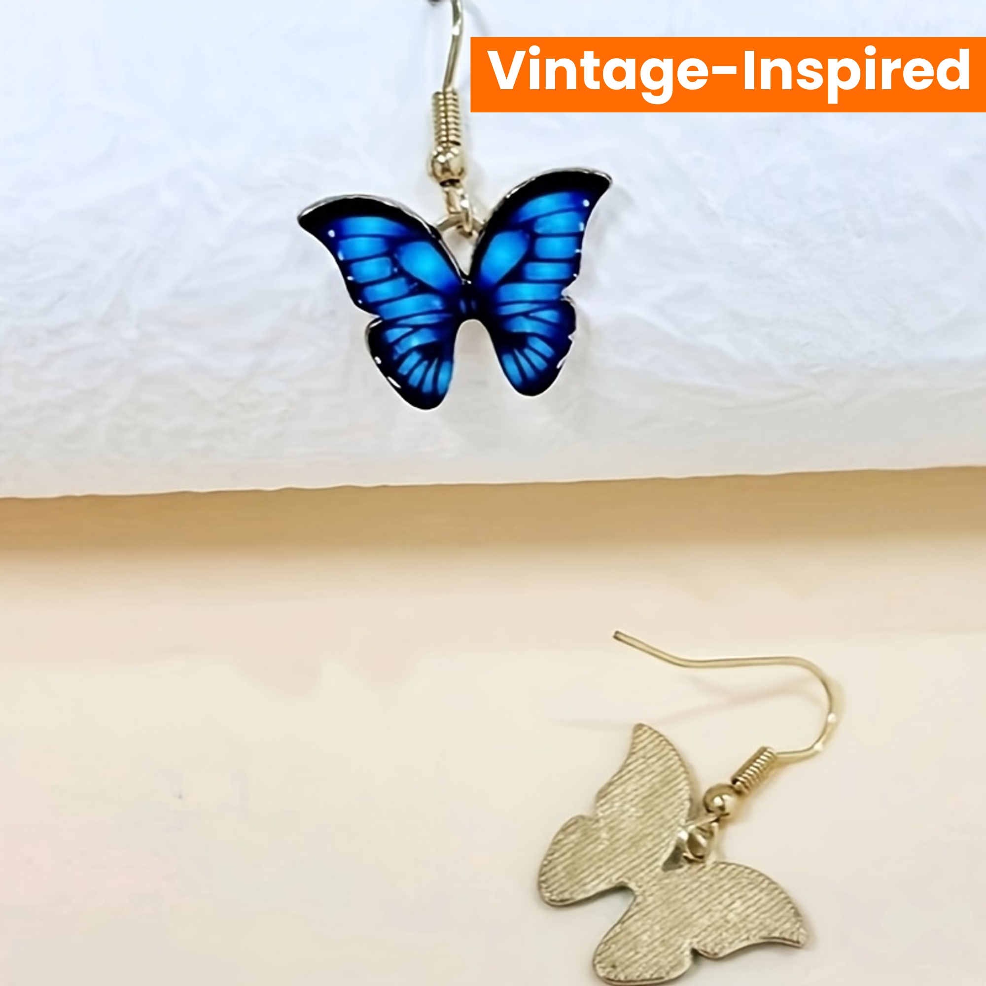 Vintage Butterfly Drop Earrings Alloy Iron Posts Women's